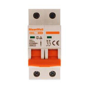 Interruttore Magnetetermico MeanWell Curva B 2P 2M 6kA B20A AC 400V IP20 IEC60898