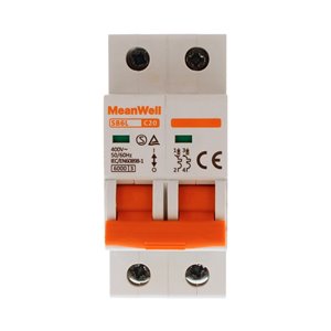 Interruttore Magnetetermico MeanWell Curva C 2P 2M 6kA C20A AC 400V IP20 IEC60898