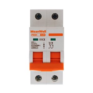 Interruttore Magnetetermico MeanWell Curva C 2P 2M 10kA C20A AC 400V IP20 IEC60898
