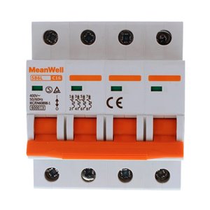 Interruttore Magnetetermico MeanWell Curva C 4P 4M 6kA C16A AC 400V IP20 IEC60898