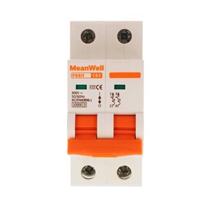 Interruttore Magnetetermico MeanWell Curva C 2P 2M 10kA C63A AC 400V IP20 IEC60898