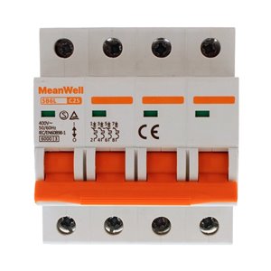 Interruttore Magnetetermico MeanWell Curva C 4P 4M 6kA C25A AC 400V IP20 IEC60898