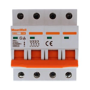 Interruttore Magnetetermico MeanWell Curva C 4P 4M 6kA C50A AC 400V IP20 IEC60898