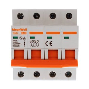 Interruttore Magnetetermico MeanWell Curva C 4P 4M 6kA C40A AC 400V IP20 IEC60898
