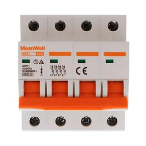 Interruttore Magnetetermico MeanWell Curva C 4P 4M 6kA C20A AC 400V IP20 IEC60898