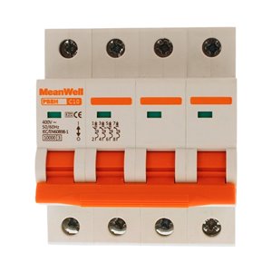 Interruttore Magnetetermico MeanWell Curva C 4P 4M 10kA C10A AC 400V IP20 IEC60898