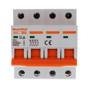 Interruttore Magnetetermico MeanWell Curva C 4P 4M 6kA C10A AC 400V IP20 IEC60898