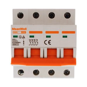 Interruttore Magnetetermico MeanWell Curva C 4P 4M 6kA C32A AC 400V IP20 IEC60898