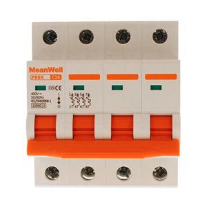 Interruttore Magnetetermico MeanWell Curva C 4P 4M 10kA C16A AC 400V IP20 IEC60898