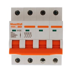 Interruttore Magnetetermico MeanWell Curva C 4P 4M 10kA C20A AC 400V IP20 IEC60898