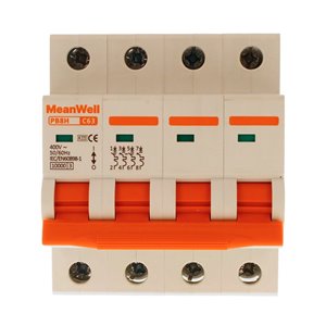 Interruttore Magnetetermico MeanWell Curva C 4P 4M 10kA C63A AC 400V IP20 IEC60898