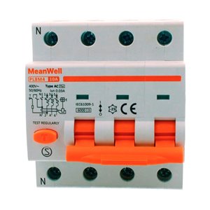 Magnetotermico Differenziale MeanWell Tipo AC Curva C 3P+N 4M 6kA C10A 400V