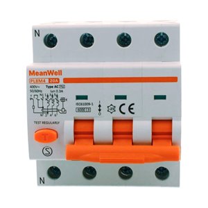 Magnetotermico Differenziale MeanWell Tipo AC Curva C 3P+N 4M 6kA C20A 400V
