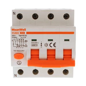 Magnetotermico Differenziale MeanWell Tipo AC Curva C 3P+N 4M 6kA C25A 400V