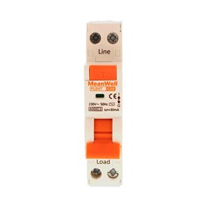 Magnetotermico Differenziale MeanWell Tipo AC Curva C 1 Polo+Neutro 1M 6kA 30mA C20A 230V IP20 IEC61009