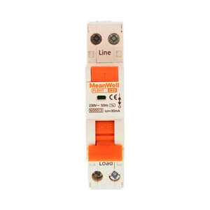 Magnetotermico Differenziale MeanWell Tipo AC Curva C 1 Polo+Neutro 1M 6kA 30mA C25A 230V IP20 IEC61009