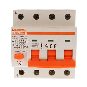 Magnetotermico Differenziale MeanWell Tipo A Curva C 3P+N 4M 6kA C40A AC 400V
