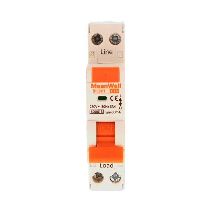 Magnetotermico Differenziale MeanWell Tipo A Curva C 1P+N 1M 6kA C16A AC 230V