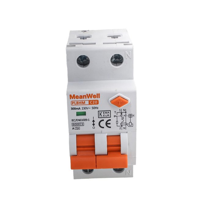 Interruttore Magnetotermico Differenziale Doppia Leva Tipo A Curva C 1P+N 2M 6kA 300mA C20A AC 230V IP20 IEC61009-1