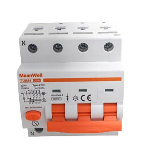 Interruttore Magnetotermico Differenziale Tipo A Curva C 3P+N 4M 6kA 300mA C20A AC 400V IP20 IEC61009-1