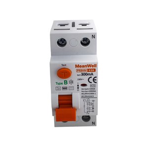 Interruttore Differenziale Puro MeanWell Tipo B 1P+N 2M 10000A 300mA 63A AC 230V IP20 IEC61008-1 / IEC62423 PR8HM