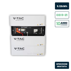 Kit Batteria di Accumulo 5.12kWh LiFePO4 BMS Integrato per Inverter Fotovoltaici CEI 0-21 51.2V 100Ah con Modulo Armadio Rack e 