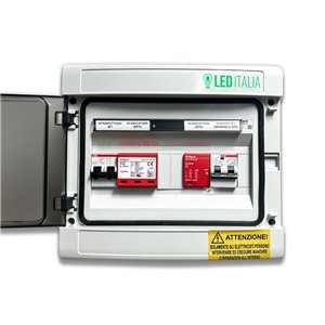 Quadro Combinato AC/DC Monofase 6kW 1/1 MPPT 32A 230V / 20A 600VDC 12 Moduli Differenziale + SPD ABB / DEHN IP65