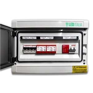 Quadro Combinato AC/DC Monofase 5kW 2/2 MPPT 25A 230V / 16A 600VDC 18 Moduli Differenziale + SPD ABB / DEHN IP65