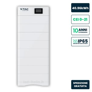 Kit 8 Moduli di Accumulo Impilabili Alta Tensione 40.96kWh LiFePO4 100Ah 409.6V con Base e Box di Controllo BMS Inclusi, CEI 0-2