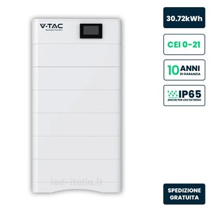 Kit 6 Moduli di Accumulo Impilabili Alta Tensione 30.72kWh LiFePO4 100Ah 307.2V con Base e Box di Controllo BMS Inclusi, CEI 0-2