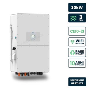 Inverter Fotovoltaico Alta Tensione Deye Trifase Ibrido On-Grid/Off-Grid 30kW, Triplo MPPT, CEI 0-21, Schermo LCD Touch, WiFi e 