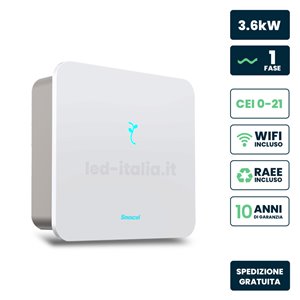 Inverter Fotovoltaico Sinexcel Isuna Monofase Ibrido On-Grid/Off-Grid 3.6kW, Doppio MPPT, CEI 0-21, WiFi e Meter Inclusi, Garanz