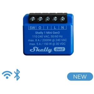 Shelly Mini 1 Gen 3 - Smart Relay 8A AC/DC WiFi/BT