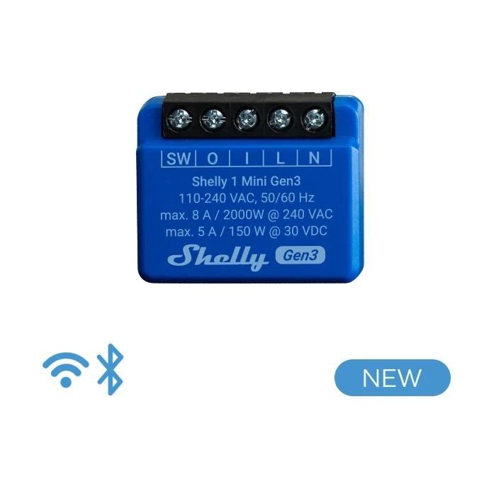 Shelly Mini 1 Gen 3 - Smart Relay 8A AC/DC WiFi/BT Shelly Mini 1 Gen 3 - Smart Relay 8A AC/DC WiFi/BT