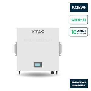 Batteria di Accumulo 5.12kWh LiFePO4 BMS Integrato per Inverter Fotovoltaici CEI 0-21 51.2V 100Ah Garanzia 10 Anni