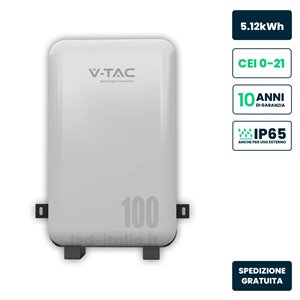 Batteria di Accumulo 5.12kWh LiFePO4 BMS Integrato per Inverter Fotovoltaici CEI 0-21 51.2V 100Ah IP65 Garanzia 10 Anni