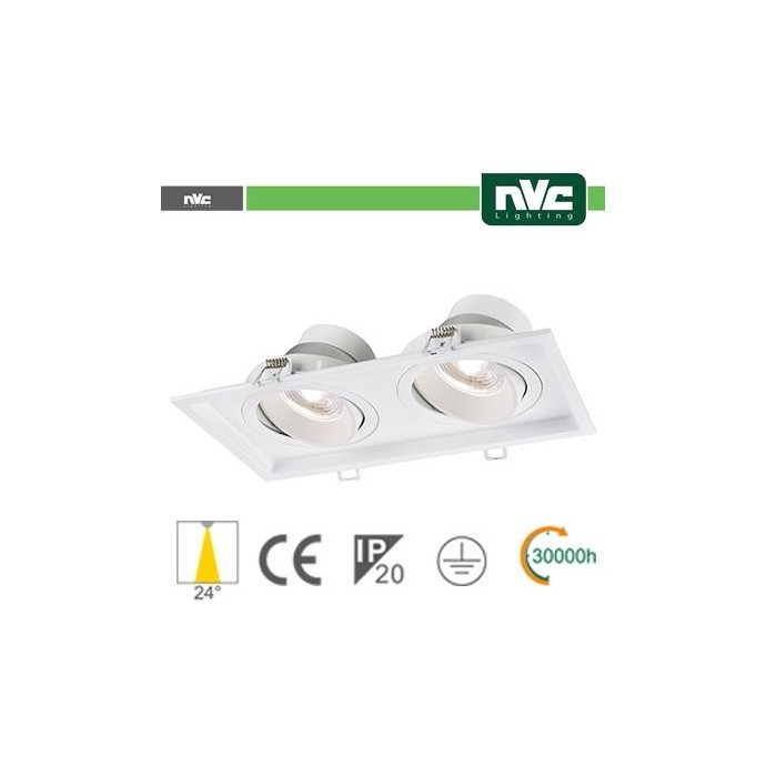 Incasso Multi lampada - 18w (2x9w) 3000k 1440lm 24° Incasso Multi lampada - 18w (2x9w) 3000k 1440lm 24°