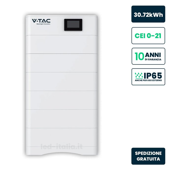 Kit 6 Moduli di Accumulo Impilabili Alta Tensione 30.72kWh LiFePO4 100Ah 307.2V con Base e Box di Controllo BMS Inclusi, CEI 0-2 Kit 6 Moduli di Accumulo Impilabili Alta Tensione 30.72kWh LiFePO4 100Ah 307.2V con Base e Box di Controllo BMS Inclusi, CEI 0-2