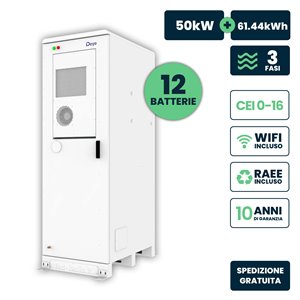 Kit Rack Batterie di Accumulo Deye con Armadio 12x5kWh LFP in Serie BMS Alta Tensione Integrato Batterie / HV Box / Cavi / Strut