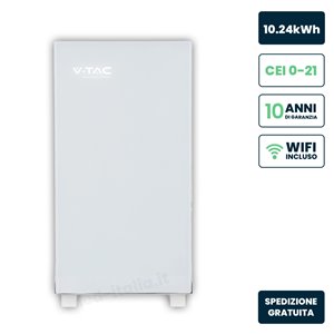 Batteria di Accumulo 10.24kWh LiFePO4 BMS Integrato per Inverter Fotovoltaici CEI 0-21 51.2V 200Ah Schermo Touch Design Bianco E