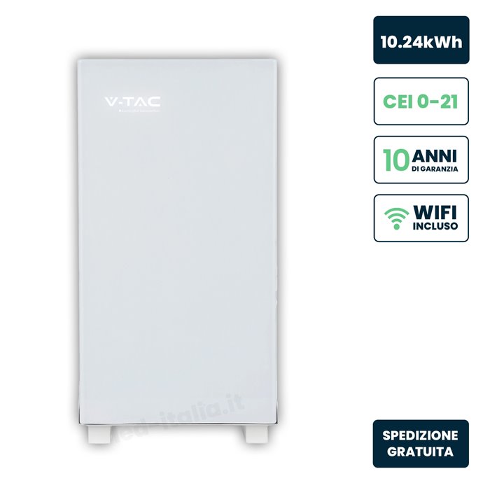 Batteria di Accumulo 10.24kWh LiFePO4 BMS Integrato per Inverter Fotovoltaici CEI 0-21 51.2V 200Ah Schermo Touch Design Bianco E Batteria di Accumulo 10.24kWh LiFePO4 BMS Integrato per Inverter Fotovoltaici CEI 0-21 51.2V 200Ah Schermo Touch Design Bianco E