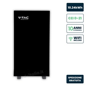 Batteria di Accumulo 10.24kWh LiFePO4 BMS Integrato per Inverter Fotovoltaici CEI 0-21 51.2V 200Ah Schermo Touch Design Nero Eff