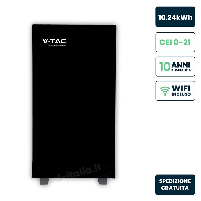 Batteria di Accumulo 10.24kWh LiFePO4 BMS Integrato per Inverter Fotovoltaici CEI 0-21 51.2V 200Ah Schermo Touch Design Nero Eff Batteria di Accumulo 10.24kWh LiFePO4 BMS Integrato per Inverter Fotovoltaici CEI 0-21 51.2V 200Ah Schermo Touch Design Nero Eff