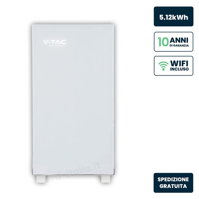 Batteria di Accumulo 5.12kWh LiFePO4 BMS Integrato per Inverter Fotovoltaici 51.2V 100Ah Schermo Touch Design Bianco Effetto Vet Batteria di Accumulo 5.12kWh LiFePO4 BMS Integrato per Inverter Fotovoltaici 51.2V 100Ah Schermo Touch Design Bianco Effetto Vet