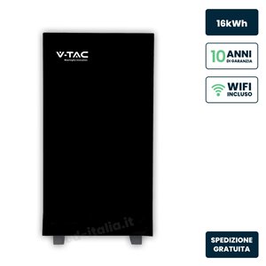 Batteria di Accumulo 16.07kWh LiFePO4 BMS Integrato per Inverter Fotovoltaici 51.2V 314Ah Schermo Touch Design Nero Effetto Vetr