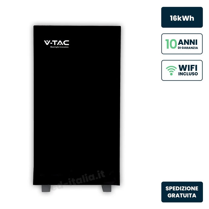 Batteria di Accumulo 16.07kWh LiFePO4 BMS Integrato per Inverter Fotovoltaici 51.2V 314Ah Schermo Touch Design Nero Effetto Vetr