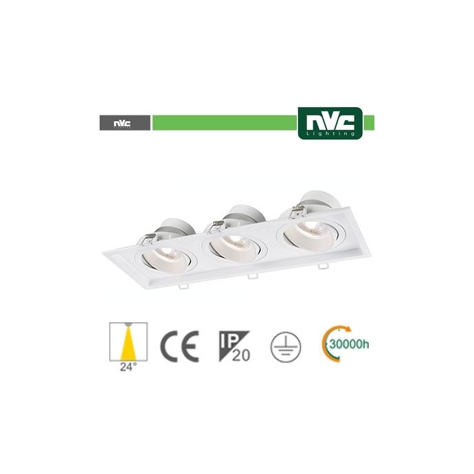 Incasso Multi lampada - 27w (3x9w) 3000k 2160lm 24° Incasso Multi lampada - 27w (3x9w) 3000k 2160lm 24°