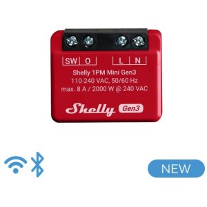 Shelly Mini 1PM Gen 3  - Smart Relay 8A AC WiFi/BT + PM