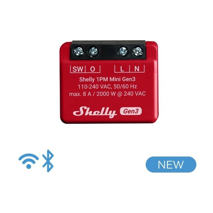 Shelly Mini 1PM Gen 3 - Smart Relay 8A AC WiFi/BT + PM Shelly Mini 1PM Gen 3 - Smart Relay 8A AC WiFi/BT + PM