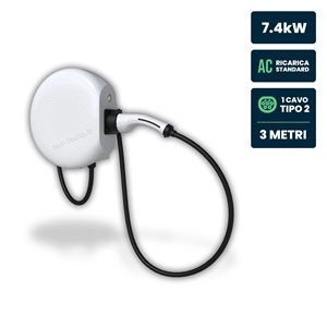Stazione di Ricarica Sinexcel Izar 7.4kW Monofase 32A, IP65 IK10, Bluetooth, 2 Tessere RFID Incluse, Wall Box Bianco con Cavo Ti
